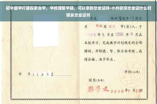 初中辍学打算在家自学，学校保留学籍，可以拿到毕业证吗-小升初没毕业证什么时候发毕业证书
