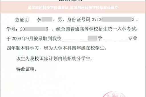 武汉应用科技学校毕业证,武汉应用科技学校毕业证图片