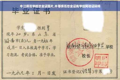 中江师范学校毕业证图片,中等师范毕业证有学信网验证码吗