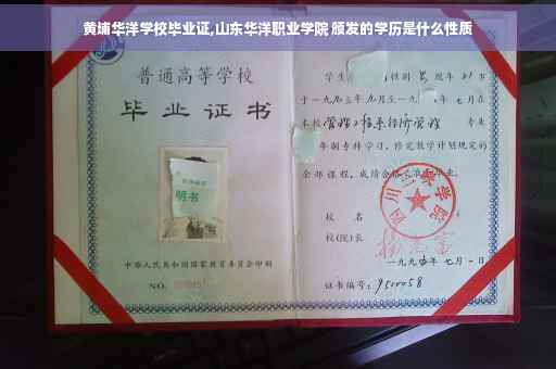 黄埔华洋学校毕业证,山东华洋职业学院 颁发的学历是什么性质