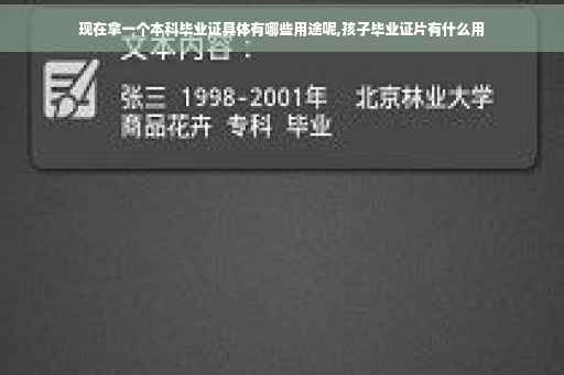 现在拿一个本科毕业证具体有哪些用途呢,孩子毕业证片有什么用