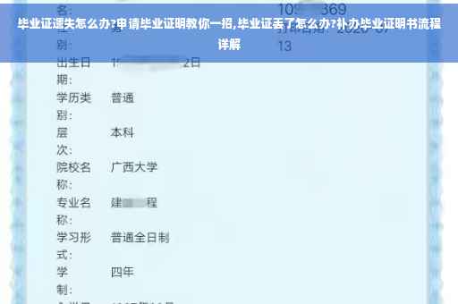 毕业证遗失怎么办?申请毕业证明教你一招,毕业证丢了怎么办?补办毕业证明书流程详解