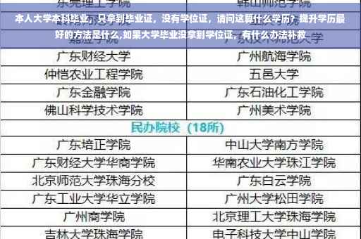 本人大学本科毕业，只拿到毕业证，没有学位证，请问这算什么学历？提升学历最好的方法是什么,如果大学毕业没拿到学位证，有什么办法补救