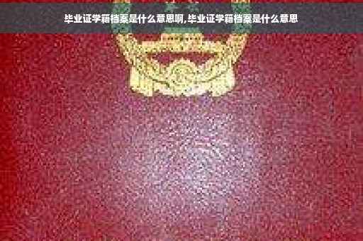 毕业证学籍档案是什么意思啊,毕业证学籍档案是什么意思