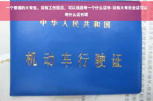 一个普通的大专生，没有工作经历，可以选择考一个什么证书-没有大专毕业证可以考什么证书呢
