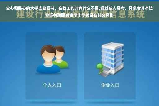 公办和民办的大学毕业证书，在找工作时有什么不同,通过成人高考，只拿专升本毕业证书和同时拿学士学位证有什么区别