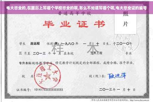 电大毕业的,在履历上写哪个学校毕业的啊,怎么不知道写哪个呢,电大毕业证的编号