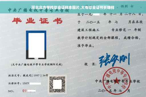 河北北方学校毕业证样本图片,大专毕业证书长啥样
