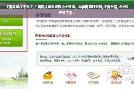 工商局学校毕业证,工商局报道必须要毕业证吗。学信网可以查到,还有备案,毕业照还没下来...