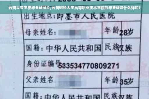 云南大专学校毕业证图片,云南财经大学高等职业技术学院的毕业证是什么样的?