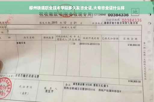 柳州铁道职业技术学院多久发毕业证,大专毕业证什么样
