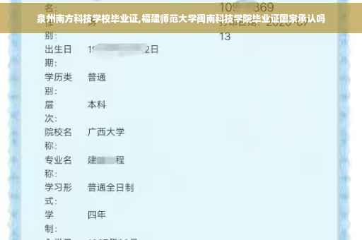 泉州南方科技学校毕业证,福建师范大学闽南科技学院毕业证国家承认吗