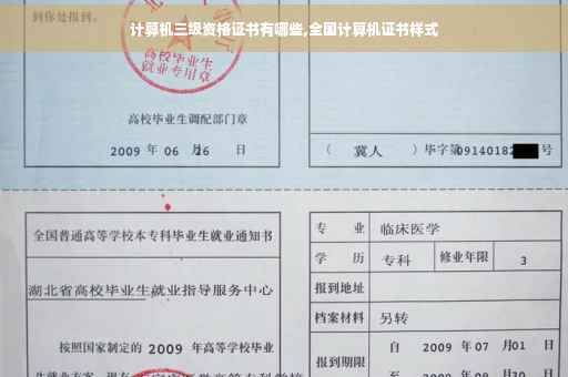 计算机三级资格证书有哪些,全国计算机证书样式