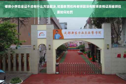 老师小学毕业证不给有什么方法解决,如果教育机构老师因没有教师资格证而被抓住，要如何处罚