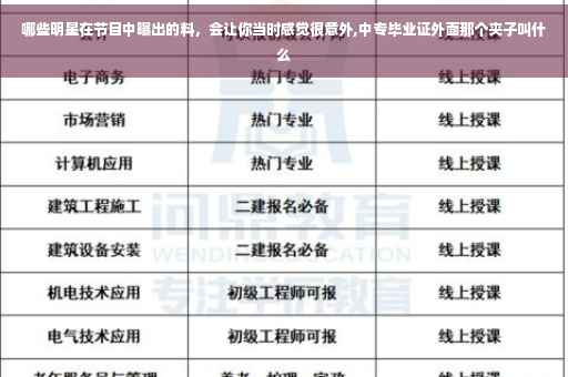 哪些明星在节目中曝出的料，会让你当时感觉很意外,中专毕业证外面那个夹子叫什么