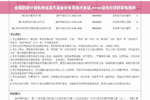 全国职称计算机考试是不是全块全及格才发证,ecsp证书对评职称有用吗