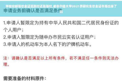 学校给邮寄毕业证是到付还是寄付,谢非尔德大学2021界研究生毕业证书寄出来了吗