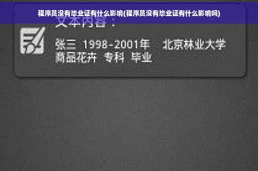 程序员没有毕业证有什么影响(程序员没有毕业证有什么影响吗)