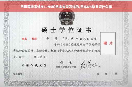 日语等级考试N1~N5的含金量是怎样的,日本N4毕业证什么样 日语等级考试N1~N5的含金量是怎样的,日本N4毕业证什么样