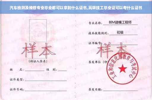 汽车检测及维修专业毕业都可以拿到什么证书,高级技工毕业证可以考什么证书