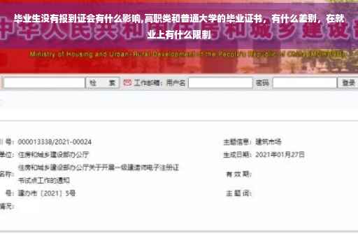 毕业生没有报到证会有什么影响,高职类和普通大学的毕业证书,有什么差别,在就业上有什么限制 毕业生没有报到证会有什么影响,高职类和普通大学的毕业证书,有什么差别,在就业上有什么限制