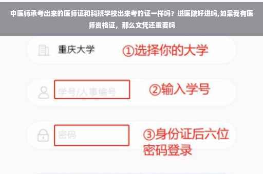中医师承考出来的医师证和科班学校出来考的证一样吗？进医院好进吗,如果我有医师资格证，那么文凭还重要吗