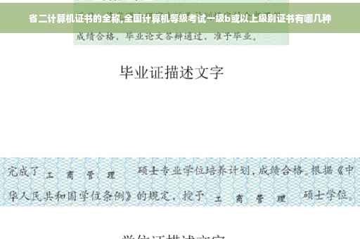 省二计算机证书的全称,全国计算机等级考试一级b或以上级别证书有哪几种