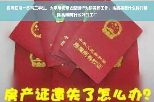 我现在是一名高二学生，大学后我想去深圳华为研发部工作，需要具备什么样的条件,深圳有什么好的工厂