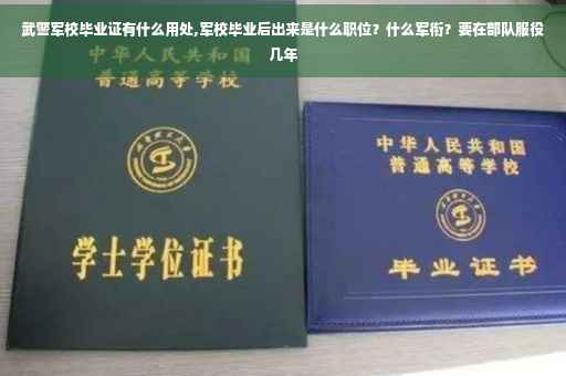 武警军校毕业证有什么用处,军校毕业后出来是什么职位？什么军衔？要在部队服役几年