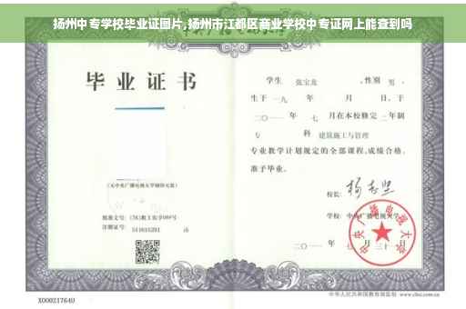扬州中专学校毕业证图片,扬州市江都区商业学校中专证网上能查到吗
