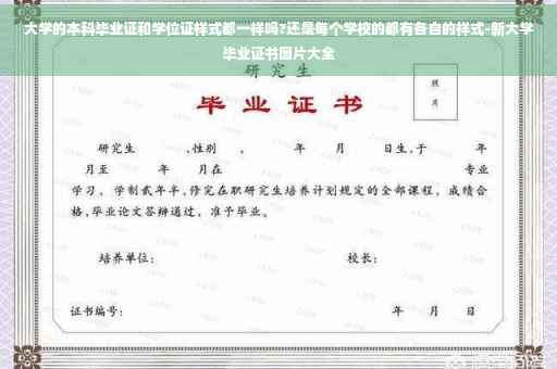 大学的本科毕业证和学位证样式都一样吗?还是每个学校的都有各自的样式-新大学毕业证书图片大全