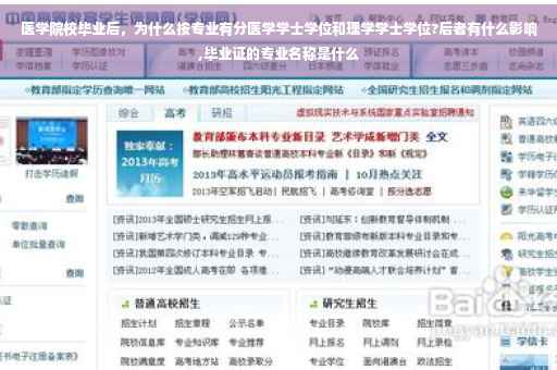 医学院校毕业后，为什么按专业有分医学学士学位和理学学士学位?后者有什么影响,毕业证的专业名称是什么