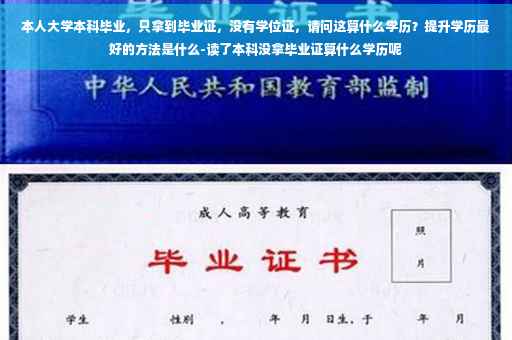 本人大学本科毕业，只拿到毕业证，没有学位证，请问这算什么学历？提升学历最好的方法是什么-读了本科没拿毕业证算什么学历呢