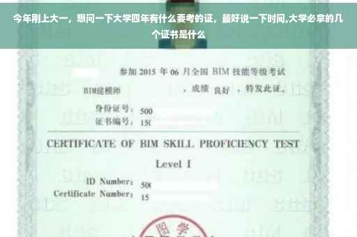 今年刚上大一，想问一下大学四年有什么要考的证，最好说一下时间,大学必拿的几个证书是什么