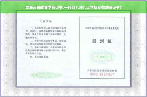 普通高等教育学历证书,一般分几种?,大学毕业有哪些证书?