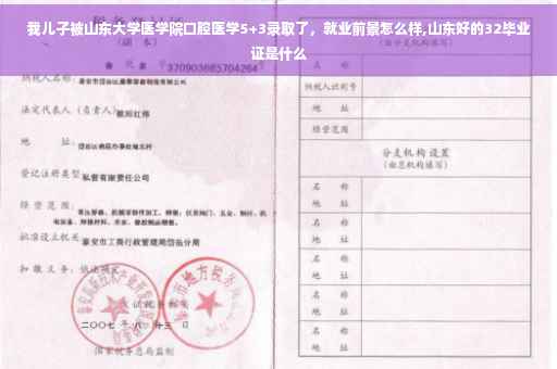 我儿子被山东大学医学院口腔医学5+3录取了，就业前景怎么样,山东好的32毕业证是什么