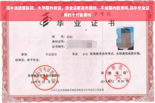 高中选择国际班，大学国外就读，毕业证都是外国的，不知国内能用吗,高中毕业证真的十分重要吗