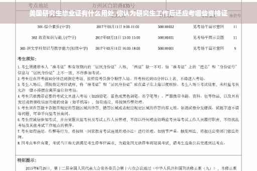 美国研究生毕业证有什么用处,你认为研究生工作后还应考哪些资格证