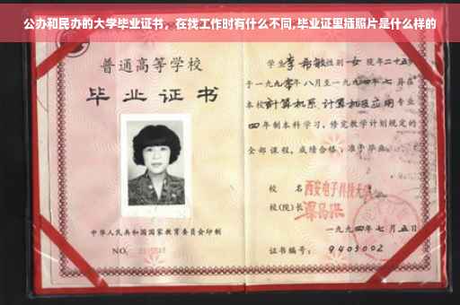 公办和民办的大学毕业证书，在找工作时有什么不同,毕业证里插照片是什么样的