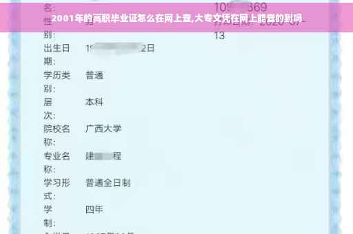 2001年的高职毕业证怎么在网上查,大专文凭在网上能查的到吗