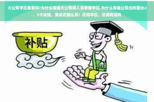 大公司学历重要吗?为什么有些大公司招人会看重学历,为什么有些公司出的薪水2、3千块钱，要求还那么高！还得学历，还得有证的
