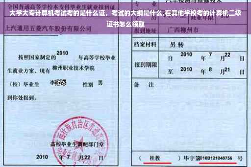 大学大专计算机考试考的是什么证，考试的大纲是什么,在其他学校考的计算机二级证书怎么领取