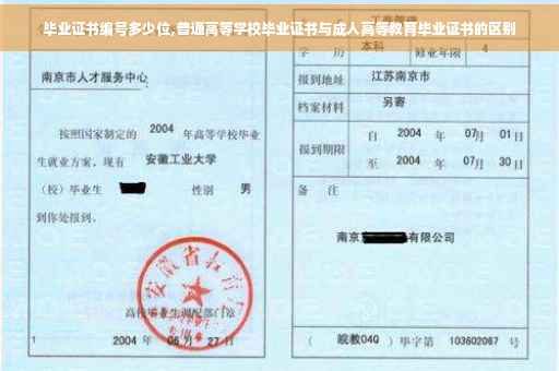 毕业证书编号多少位,普通高等学校毕业证书与成人高等教育毕业证书的区别