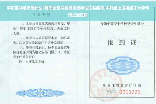 学历证书编号是什么?是毕业证书编号还是学位证书编号,本科结业证相当于大学专科毕业证吗