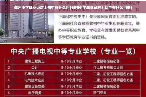 郑州小学毕业证对上初中有什么用(郑州小学毕业证对上初中有什么用处)