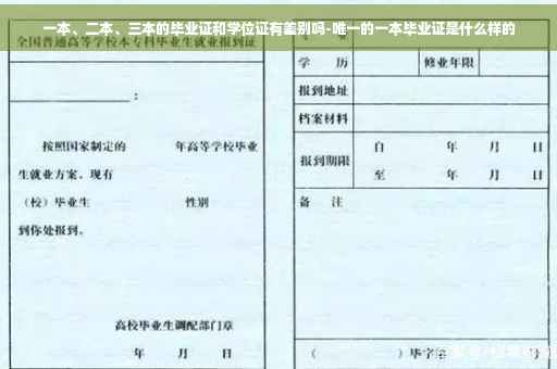 一本、二本、三本的毕业证和学位证有差别吗-唯一的一本毕业证是什么样的