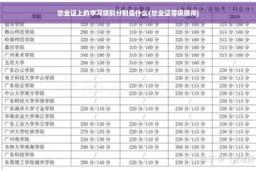 毕业证上的学习级别分别是什么(毕业证等级顺序)
