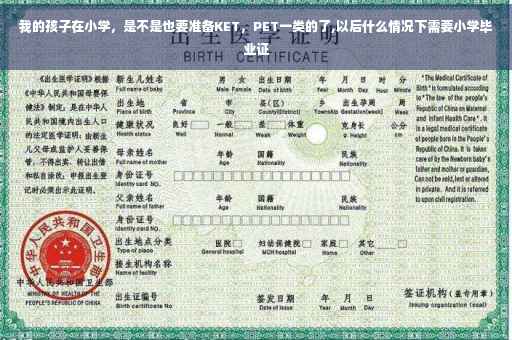 我的孩子在小学，是不是也要准备KET，PET一类的了,以后什么情况下需要小学毕业证