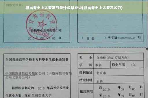 职高考不上大专发的是什么毕业证(职高考不上大专怎么办)