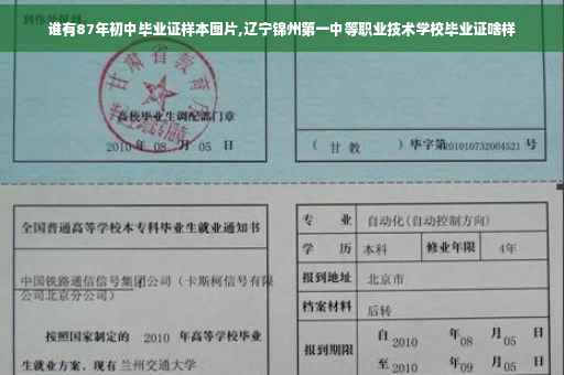 谁有87年初中毕业证样本图片,辽宁锦州第一中等职业技术学校毕业证啥样